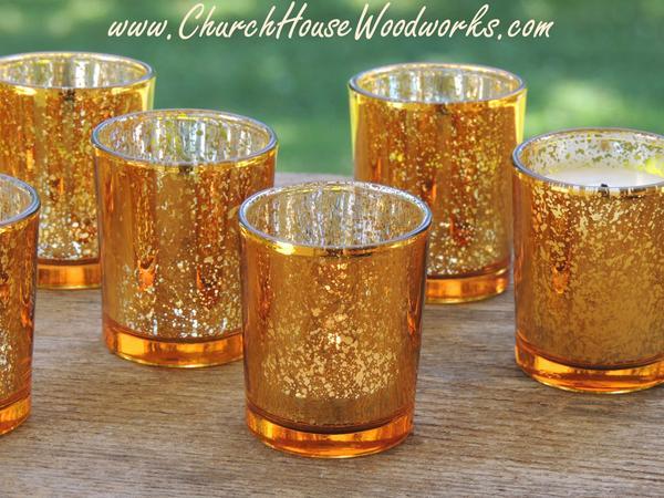Hochzeit - 12 Gold Mercury Glass Votive Holders