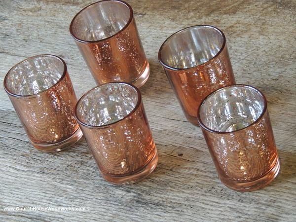 Hochzeit - 12 Rose Gold Mercury Glass Votive Holders