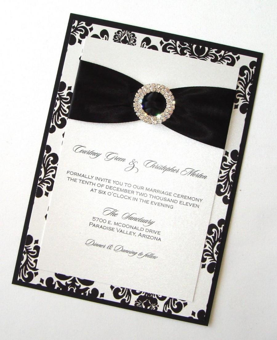 Wedding - Damask Wedding Invitation - Elegant Wedding Invitation - Romantic Wedding Invitation - Black White Invite - Courtney Sample