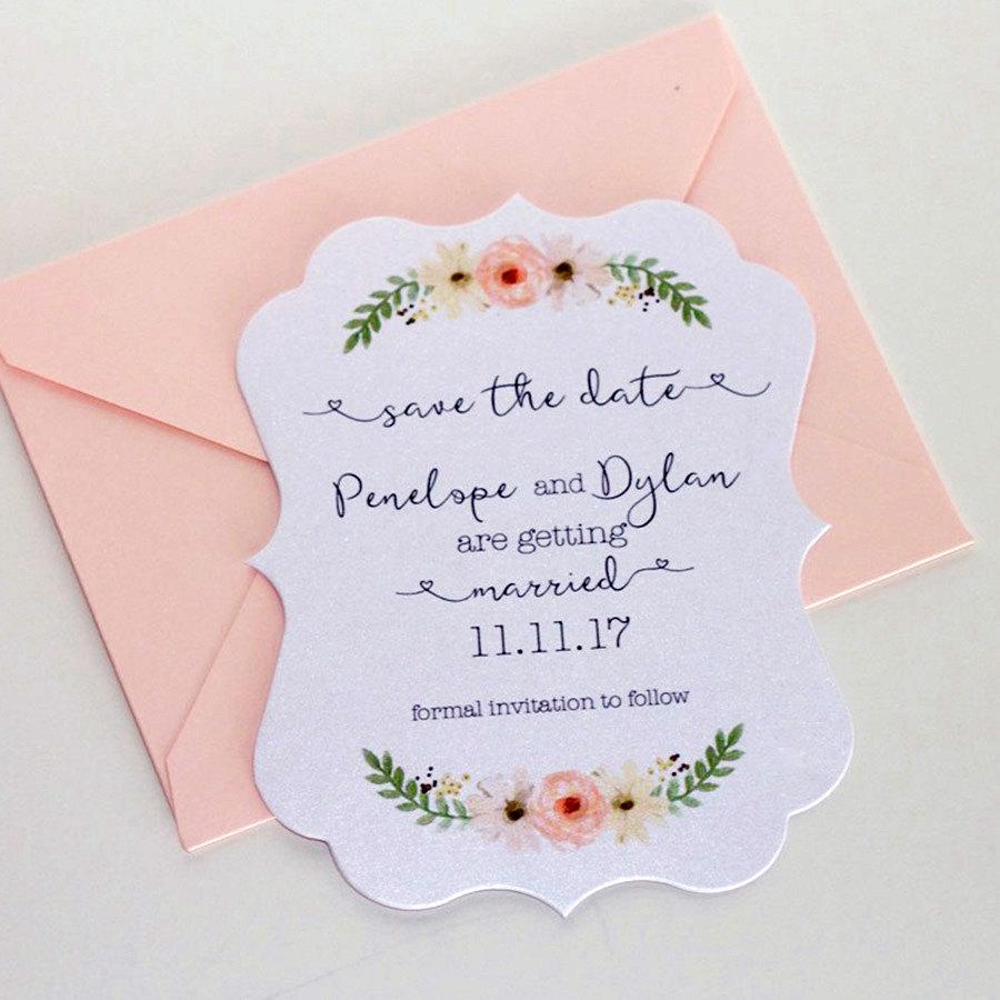 زفاف - Penelope Vintage Save the Date card - Die cut card - Floral Save the Date - Watercolor Save the Date - Blush wedding - SAMPLE