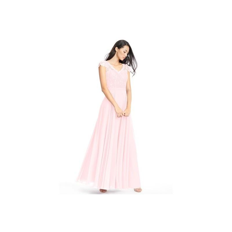 Hochzeit - Blushing_pink Azazie Cheryl - Chiffon And Lace Floor Length Illusion V Neck Dress - Charming Bridesmaids Store