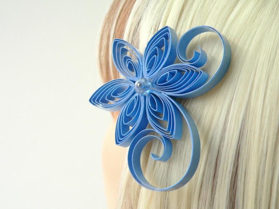 زفاف - Periwinkle Blue Flower Accessories for Hair, Periwinkle Wedding Hair Clip, Wedgewood Blue Wedding Hair Accessory,