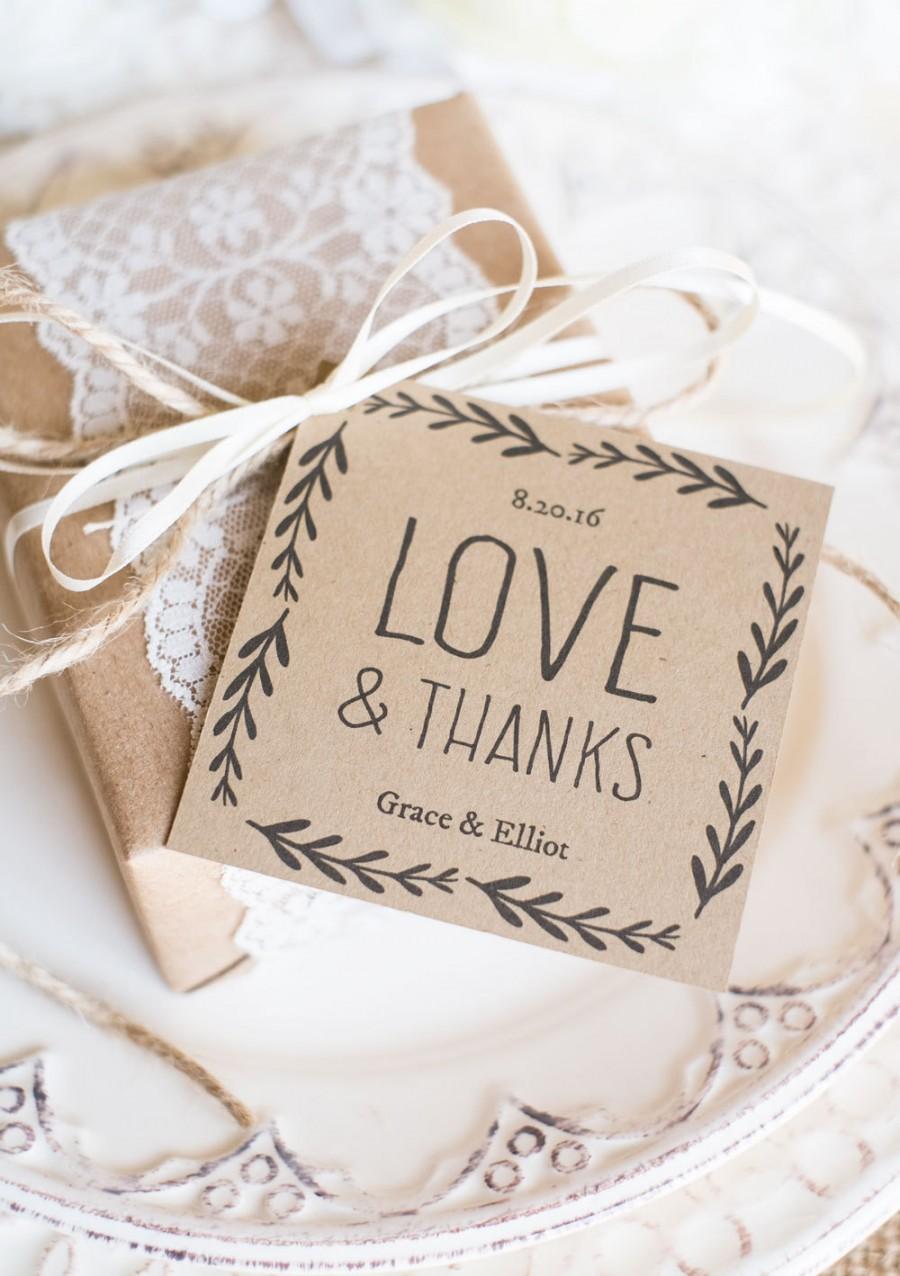 Mariage - Rustic Wedding Favor Tags, Printable Favor Tag Template, Kraft Paper Label,  - DOWNLOAD Instantly - EDITABLE Text - Love & Thanks, 3x3