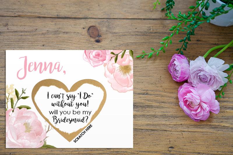 Wedding - SET OF 4 or more Scratch-Off Will you be my Bridesmaid Cards - Maid of Honor, Matron of Honor, Bridesmaid Ask Card with Metallic Envelope