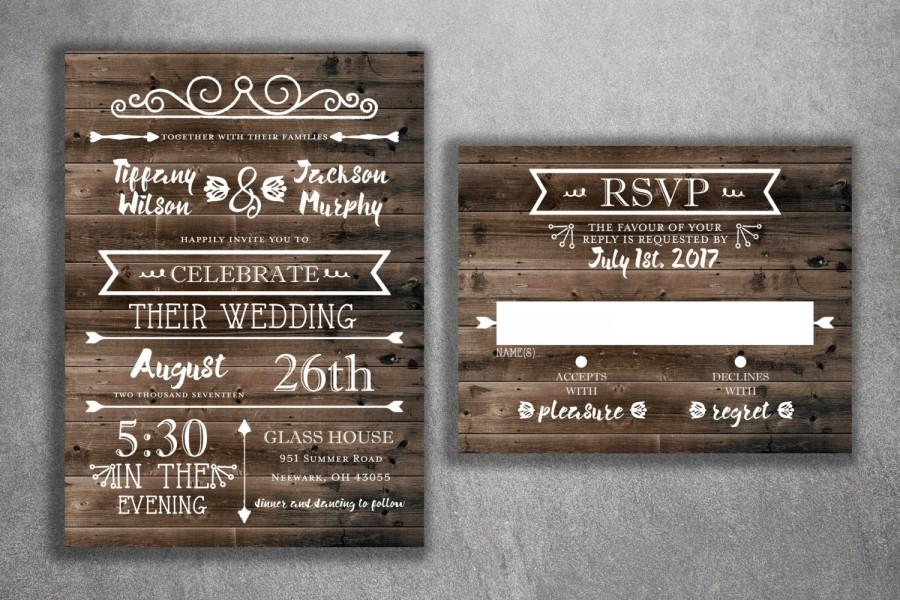 Свадьба - Rustic Country Wedding Invitations Set Printed - Cheap Wedding Invitations, Burlap, Kraft, Wood, Affordable, Woodsy, Lights, Outside,