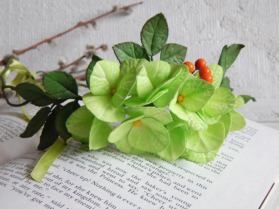 Wedding - Green flower crown, Bridal floral crown, Green hydrangea, Lime green accessory, Woodland wedding, Flower hair wreath, Wedding halo, Garden - $32.00 USD