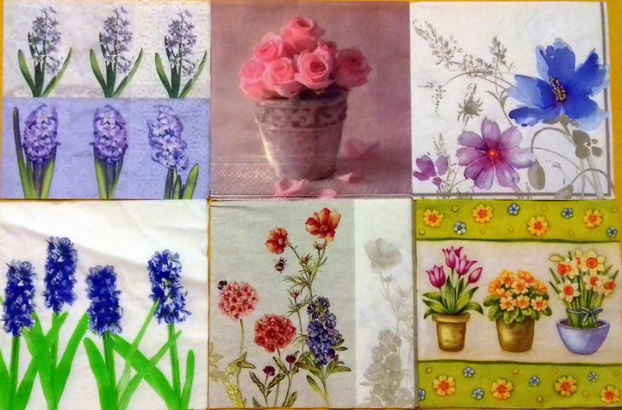 Mariage - Paper napkin for decoupage, 6 pc napkin set, decoupage serviettes, paper napkins, floral napkins, floral serviettes, art&craft, flower art