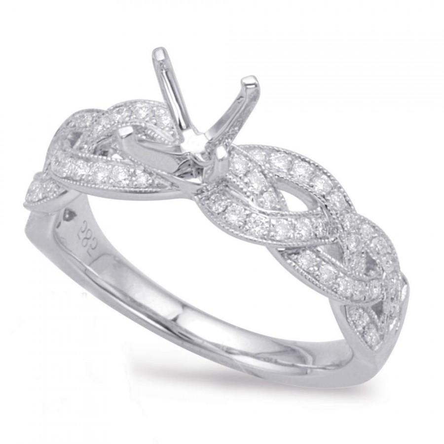 Wedding - Diamond Vintage Milgrain Halo & Leaf Ring 14k White Gold, (6.5mm) 1.00 Carat Round Forever One Moissanite (optional), Engagement Rings - $1675.00 USD