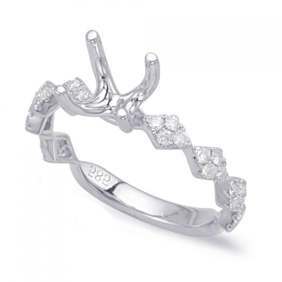 Wedding - Diamond Gemoetric Triangle Setting 14k White Gold, (6.5mm) 1.00 Carat Round Forever One Moissanite (optional), Engagement Rings for Women - $1330.00 USD