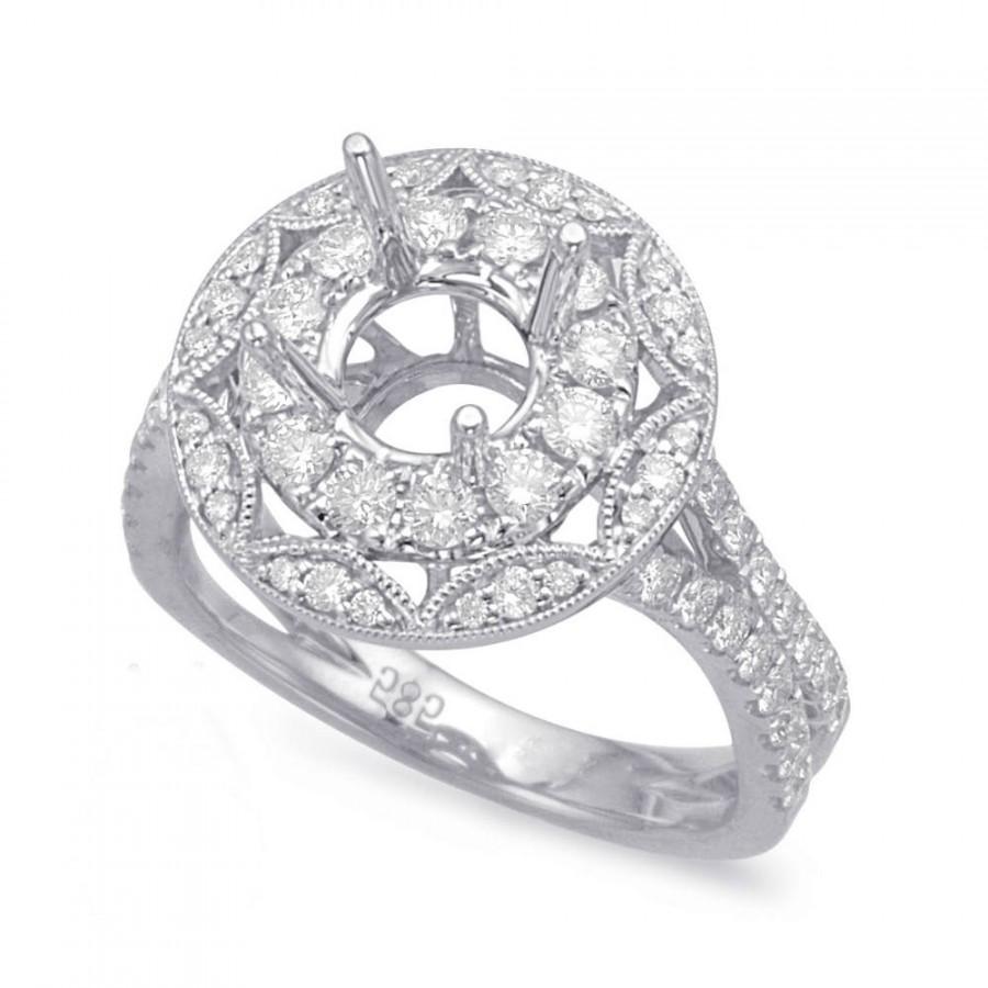 Hochzeit - Vintage Style Diamond Setting, 1 Carat Forever One Moissanite (optional), Diamond Halo Engagement Rings for Women, Anniversary Rings for Her - $2440.00 USD