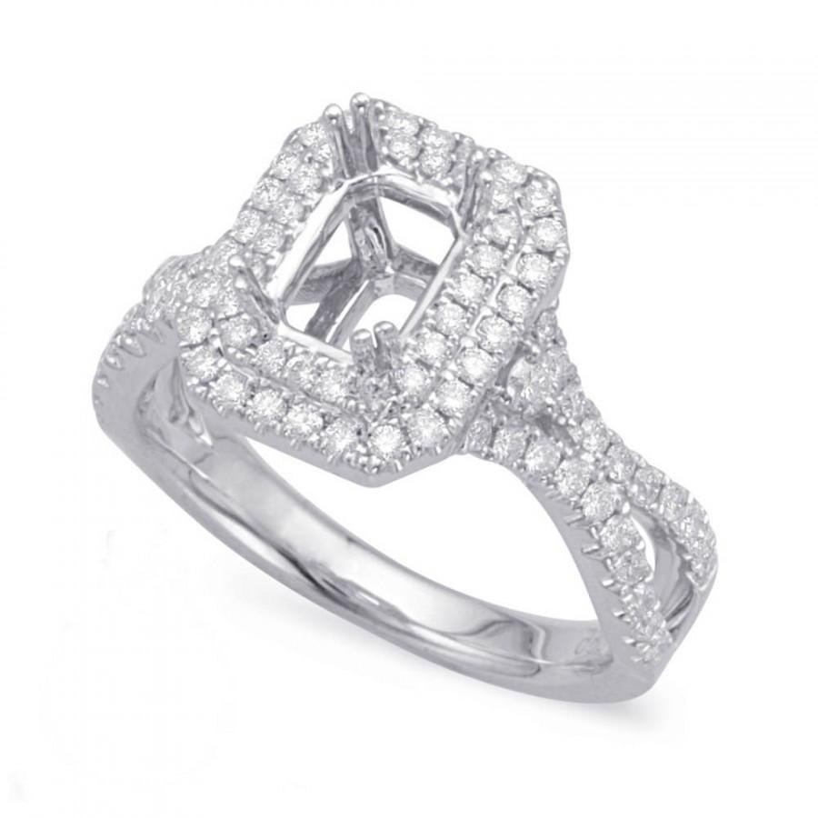 زفاف - Diamond Double Halo Setting, (7x5mm) 1 Carat Emerald Forever One Moissanite (optional), Engagement Rings for Women, Womens Anniversary Rings - $2435.00 USD