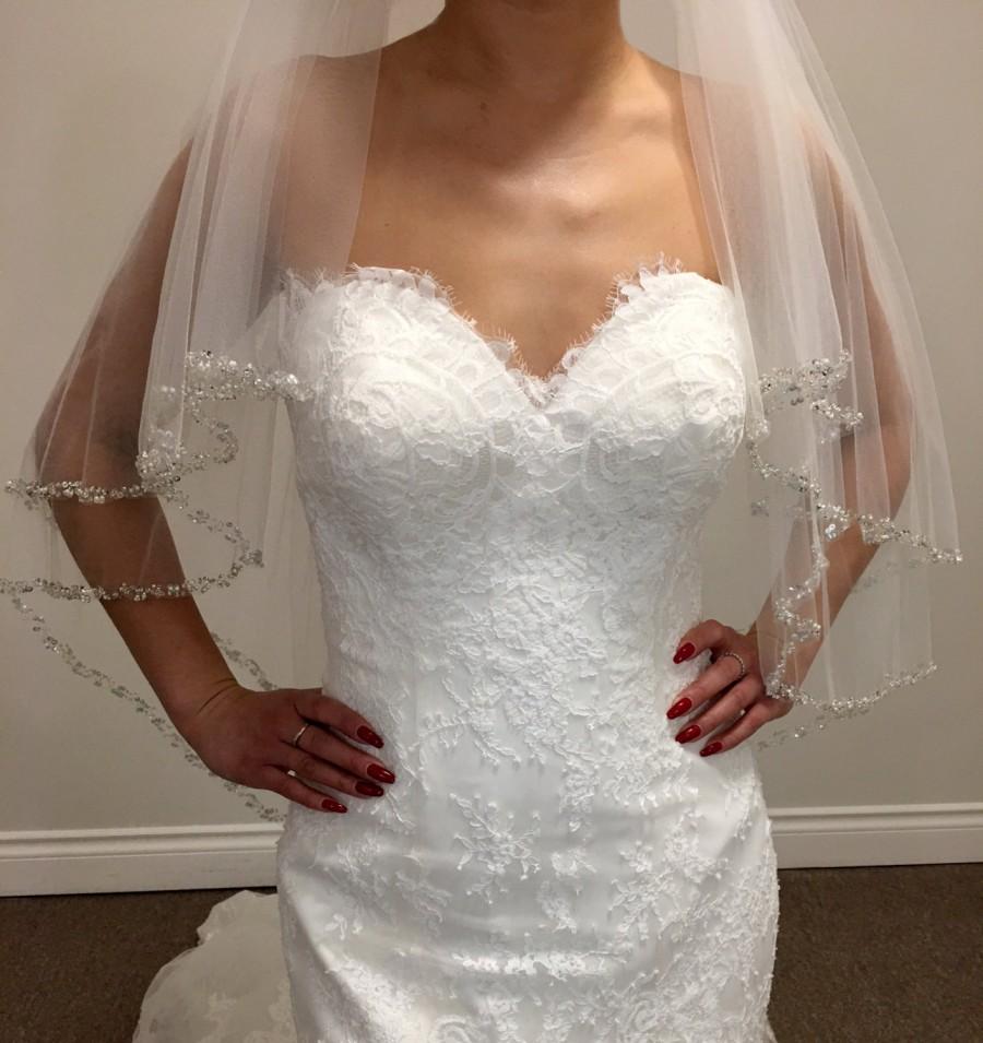 زفاف - Sparkle Trim Bridal Veil - Beads, Pearls, Sequins, Rhinestones - Cathedral Length Sparkle Veil, Short bridal veil, Tulle View, Bridal veil