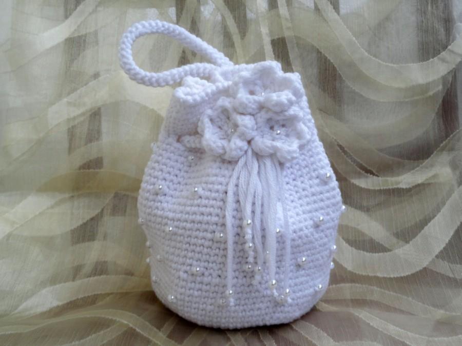 Свадьба - White bridal purse Bridal clutch Wedding purse Crochet white purse Bridesmaid gift Bridal handbag Party clutch Evening purse Handmade purse