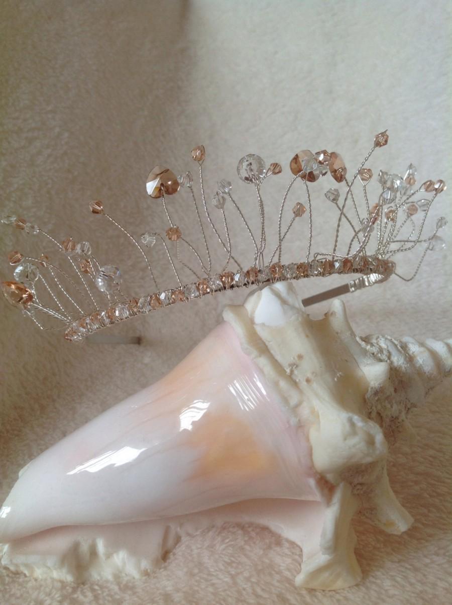 Hochzeit - Tiara Handmade Prom Wedding Bridal Bride Bridesmaid Vintage Crown Hearts silver Headband pink translucent