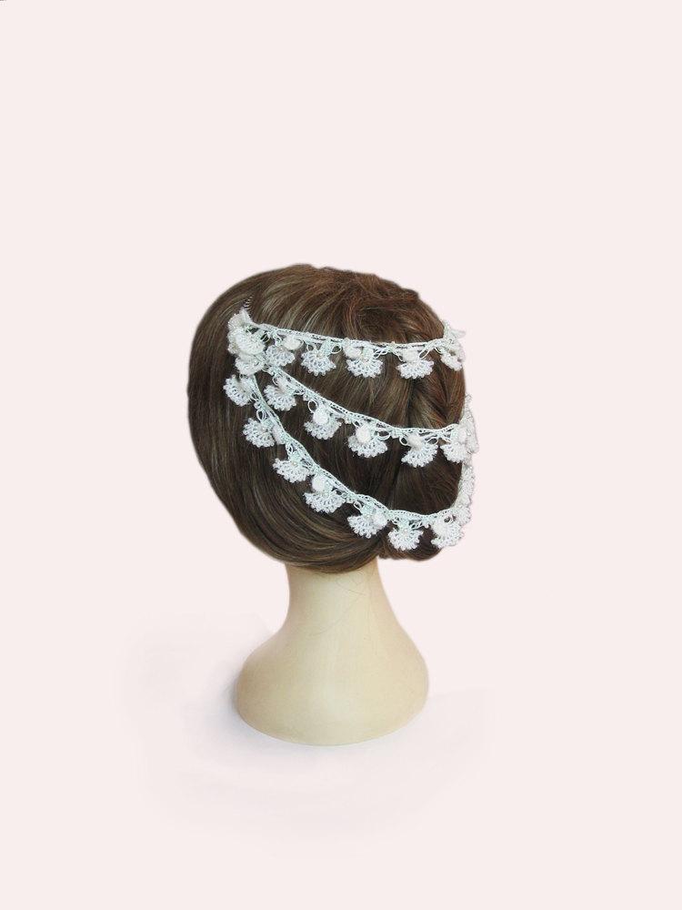 Wedding - White Flowers hair comb, blossom flowers hair comb, wedding hair accessories, Bridal hair comb,hand crochet lace flowers,Bridesmaid Jewelry