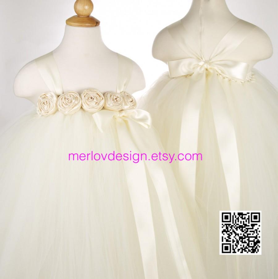 Wedding - Flower Girl Tutu Dress with Rolled Rosettes Available in Many More Colors