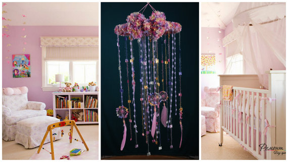 Mariage - Pink Violet Baby Mobile handmade Dreamcatcher bedroom Baby Mobiles bedding DreamCatcher Dreamcatchers Christmas present pink violet balance
