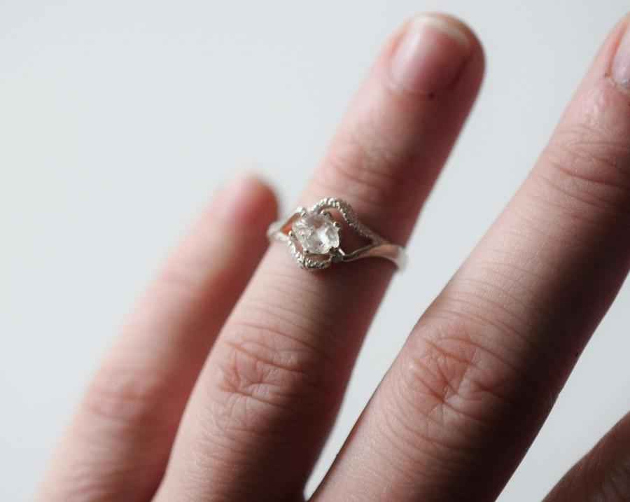زفاف - Art Deco Engagement Ring, Raw Diamond Ring, Sterling Silver Engagement Ring, Size 7, Avello, Gifts for her, Wife, Anniversary Inspirational