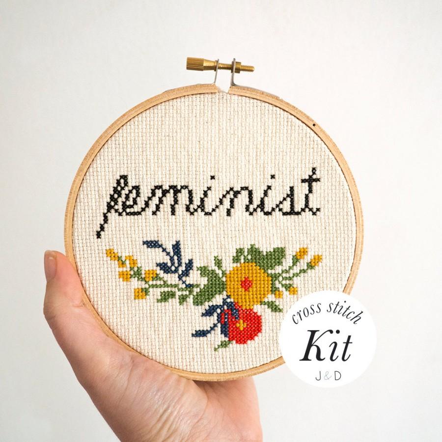 Hochzeit - Feminist, Modern Cross Stitch Kit