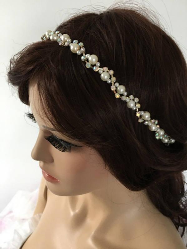 Hochzeit - EXPRESS SHIPPING Ivory pearl rhinestones headband, bridal headband, Pearl Rhinestone headpiece, wedding headband, Hair accessory, - $41.90 USD