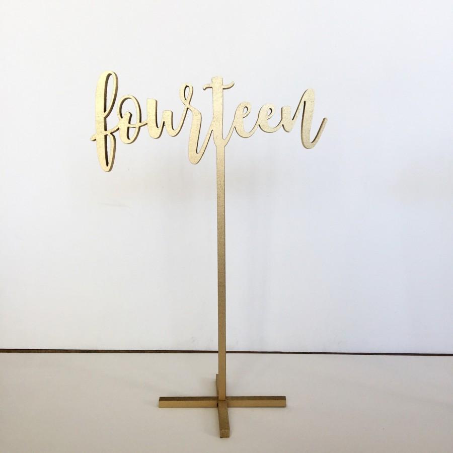 Mariage - Freestanding table numbers, calligraphy table numbers, wedding table numbers, gold table numbers