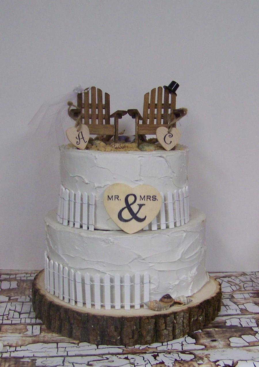 Hochzeit - Beach Wedding Cake Topper, Adirondack Cake Topper, Beach Theme, Beach Topper, Adirondack Chair Cake Topper, His and Hers Cake Topper