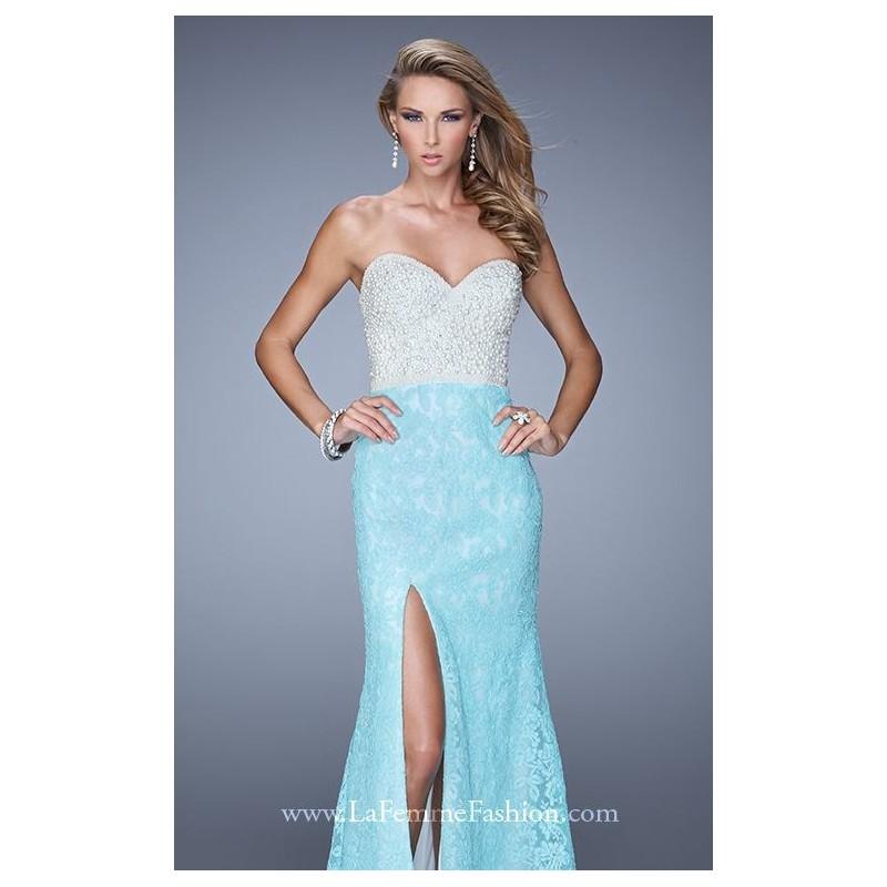 Wedding - Lace Slit Gown by La Femme 21023 - Bonny Evening Dresses Online 
