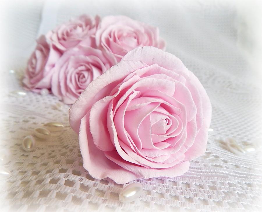 Hochzeit - Wedding hairpin, Bridal flower hair pin, Light pink rose, Pink hairpins, Bridesmaid hair piece, Floral wedding, Wedding headpiece, Real rose - $14.00 USD