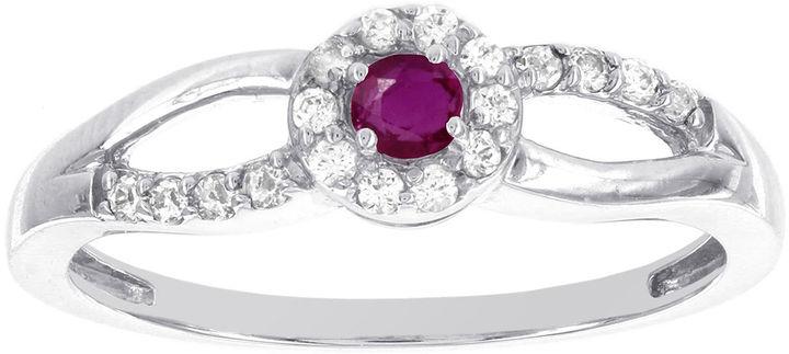 زفاف - MODERN BRIDE Lumastar Lead Glass-Filled Ruby and Diamond-Accent Promise Ring