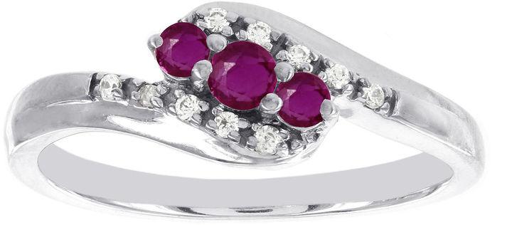 Mariage - MODERN BRIDE Lumastar Lead Glass-Filled Ruby and Diamond-Accent Promise Ring