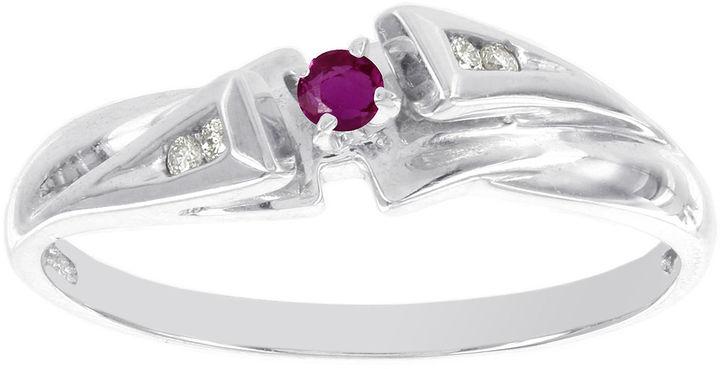 زفاف - MODERN BRIDE Lumastar Lead Glass-Filled Ruby and Diamond-Accent Promise Ring