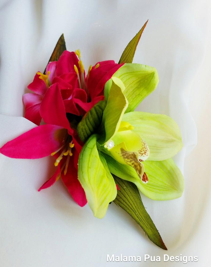 Wedding - TROPICAL HAIR CLIP - Bridal Flowers, Orchids and Pearls, Hair Accessory, Fascinator, Beach Wedding, Headpiece, Swarovski crystals, Hawaiian