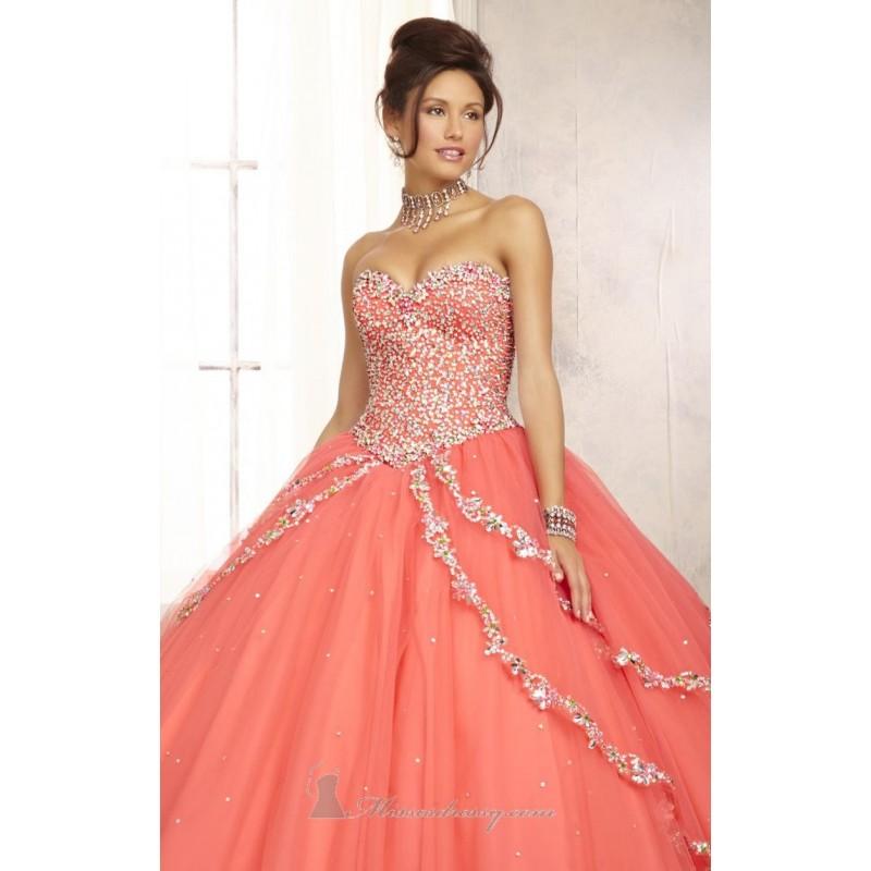 Wedding - Coral Strapless Tulle Gown by Vizcaya by Mori Lee - Color Your Classy Wardrobe
