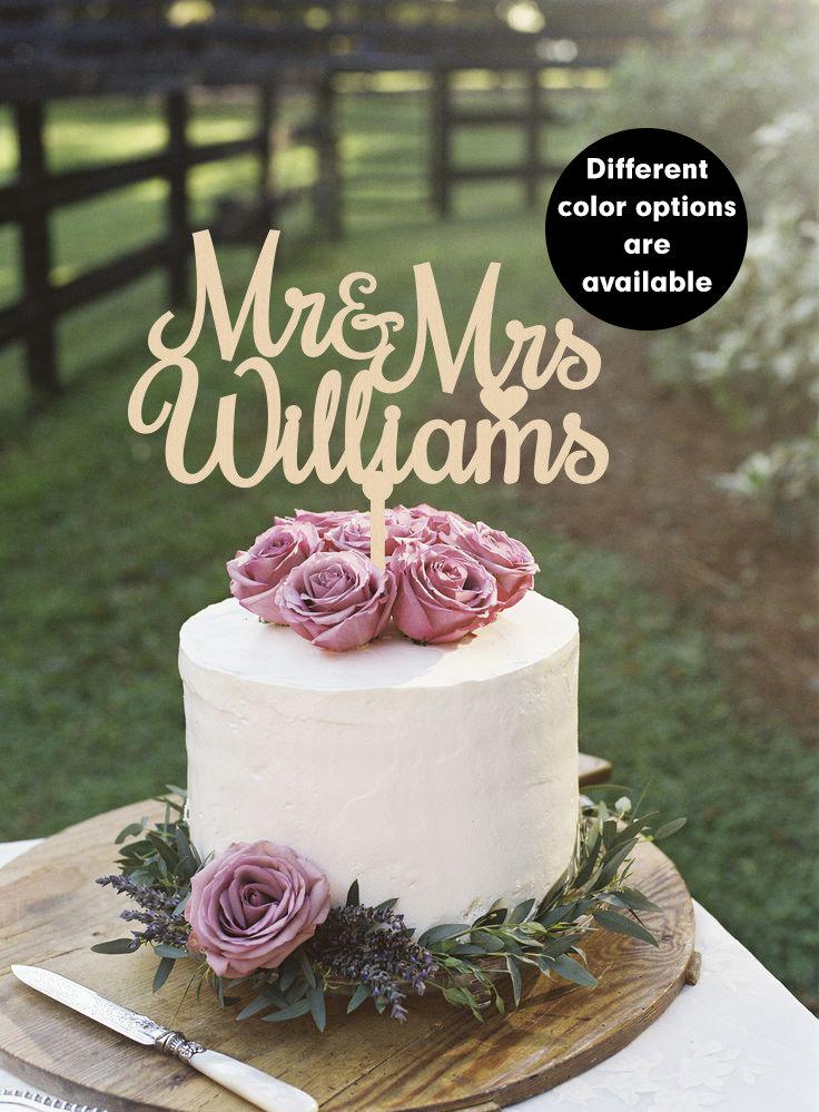 Mariage - Custom Wedding Cake Topper, Last name cake topper, Personalized Cake Toppers, Mr and Mrs Cake Topper, Gold, Glitter, Silver CT-008