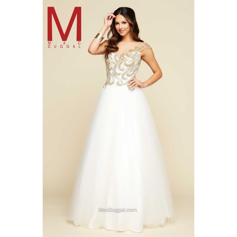 Hochzeit - Black/Gold Mac Duggal 65356H - Cap Sleeves Dress - Customize Your Prom Dress