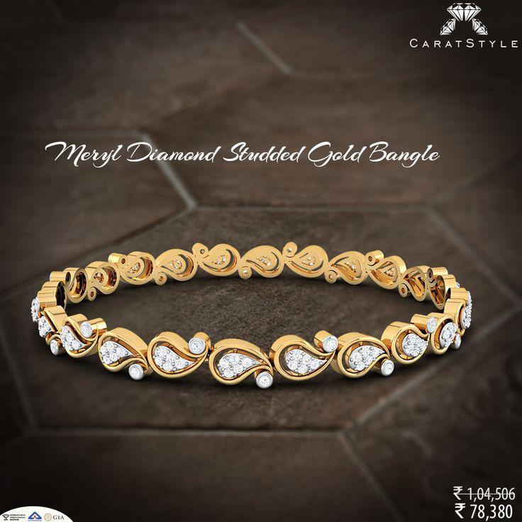 زفاف - Meryl Diamond Studded Gold Bangle