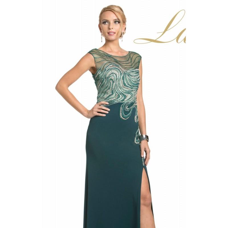 Wedding - Green Beaded Slit Gown by Lara Designs - Color Your Classy Wardrobe