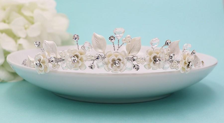 Mariage - Rhinestone Crystal flower girl headpiece, wedding tiara, wedding headpiece, rhinestone tiara, rhinestone, flower girl accessories 210192604