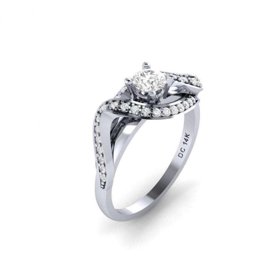 زفاف - White gold diamond engagement ring, 14K Gold Diamonds Ring ,Sapphire ring, Waves diamond ring, Unique Engagement Ring, Wave Ring, DC1081