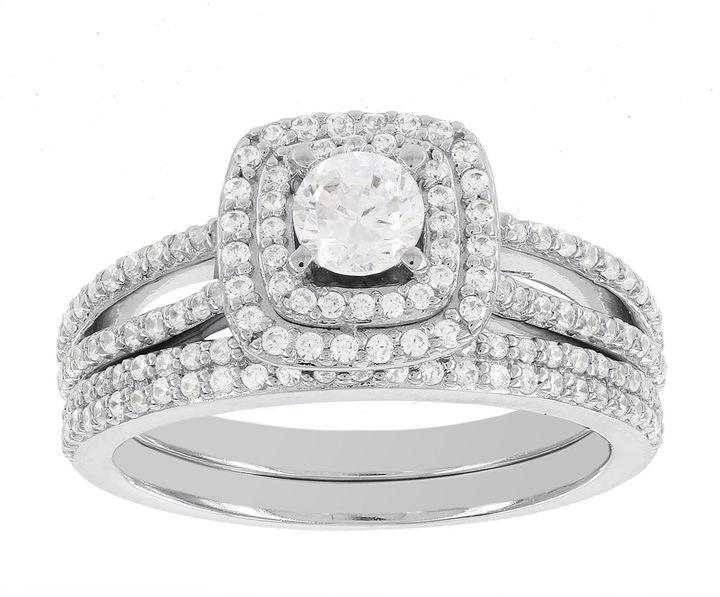 زفاف - MODERN BRIDE Lumastar 1 CT. T.W. Diamond 14K White Gold Bridal Ring Set