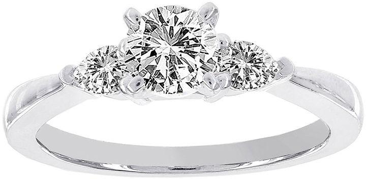 Wedding - MODERN BRIDE Lumastar 7/8 CT. T.W. Diamond 18K White Gold Three-Stone Bridal Ring