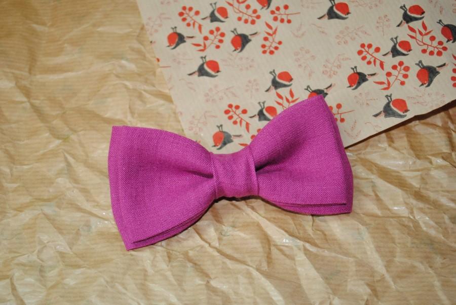 Wedding - Fuchsia wedding Fuchsia bowtie Linen bow tie For kids For toddlers Wedding necktie Groom's tie Groomsmen ties Fuchsia handkerchief Father's - $8.53 USD