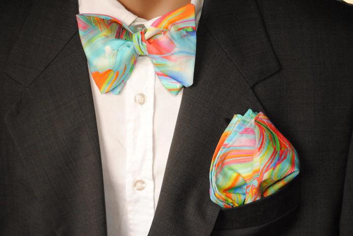 Wedding - rainbow wedding rainbow self tie bow tie men's bow tie groom's bow tie pre tied bow tie clip on bow tie father and son matching bow ties bfd - $10.32 USD
