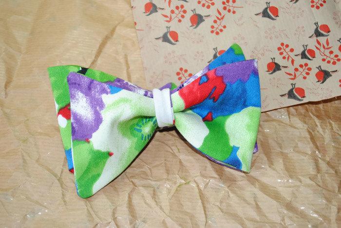Mariage - Men's gift ideas Gift ideas for men Violet green floral bow tie Anniversary gifts for husband Gift husband from wife Wife husband gift Mens - $10.21 USD
