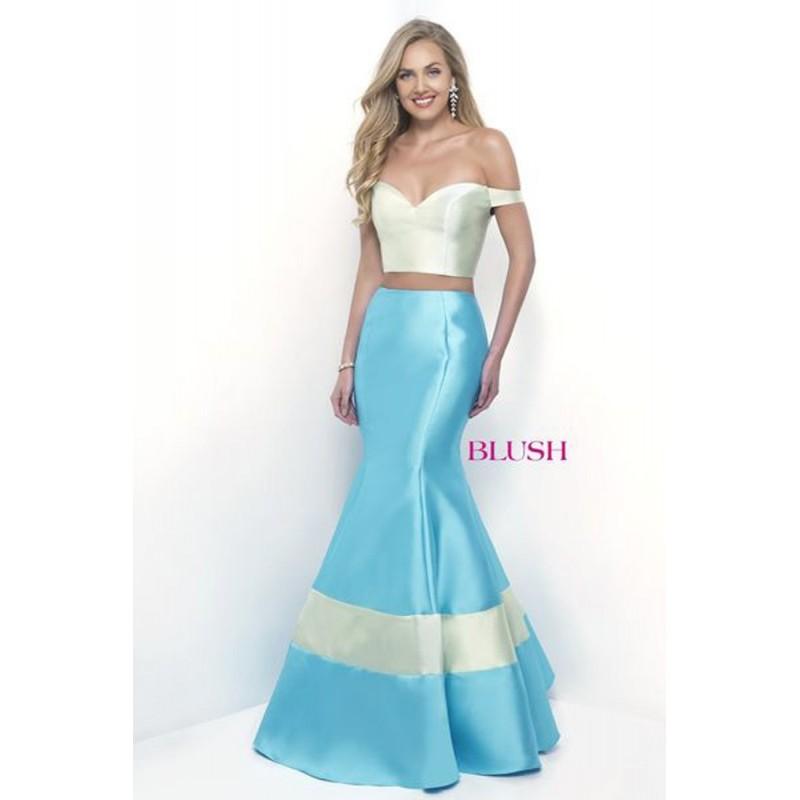 Mariage - Blush 11313 Prom Dress - Prom Long 2 PC, Crop Top, Trumpet Skirt Blush Off the Shoulder, Sweetheart Dress - 2017 New Wedding Dresses