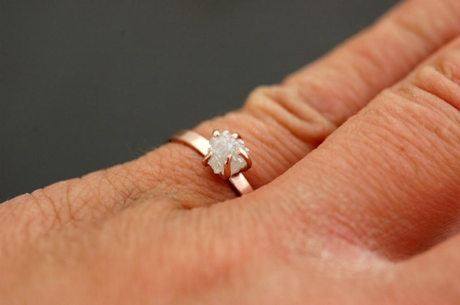 زفاف - Prong-Set Rough Large Diamond Engagement Ring in Recycled 14k  Gold- Size D Diamonds