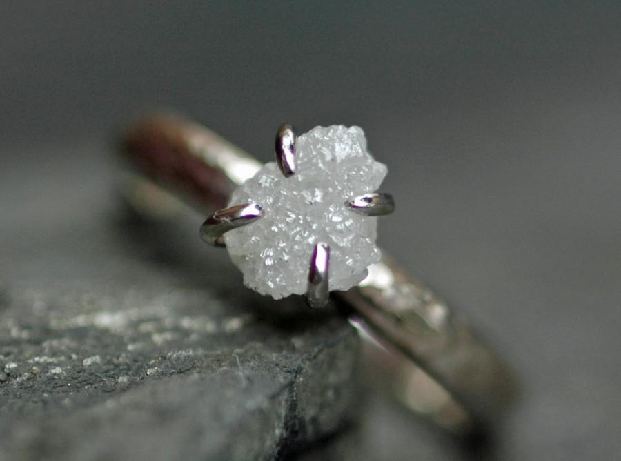 زفاف - Conflict Free Rough Large Diamond Engagement Ring in 18k White,Rose,  or Yellow Gold- 1.25 Carat  Size D Diamonds