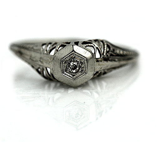 زفاف - Ethical Engagement Ring Dainty Diamond Ring .05ct Petite Simple Solitaire Engagement Ring Promise 18K White Gold 1930s Conflict Free Ring