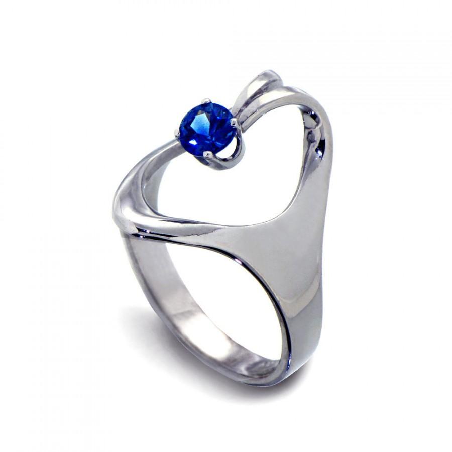 زفاف - ASET Sapphire Engagement Ring, Blue Sapphire Ring, Promise Ring, Silver Sapphire Ring, Silver Engagement Ring, Egyptian Jewelry