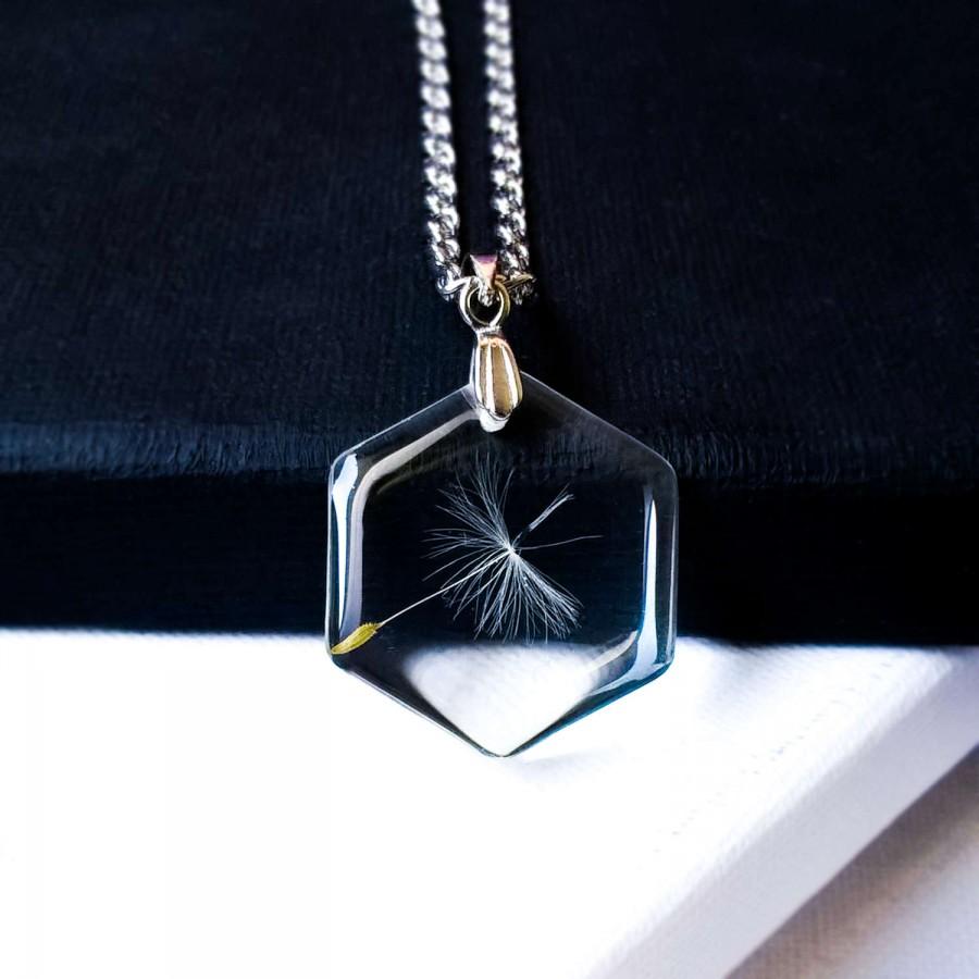 Свадьба - Dandelion Necklace -  Spring Jewelry - Real Dandelion Seed Pendant - Resin Dandelion Jewelry - Floral Jewelry - Nature - Paperweight